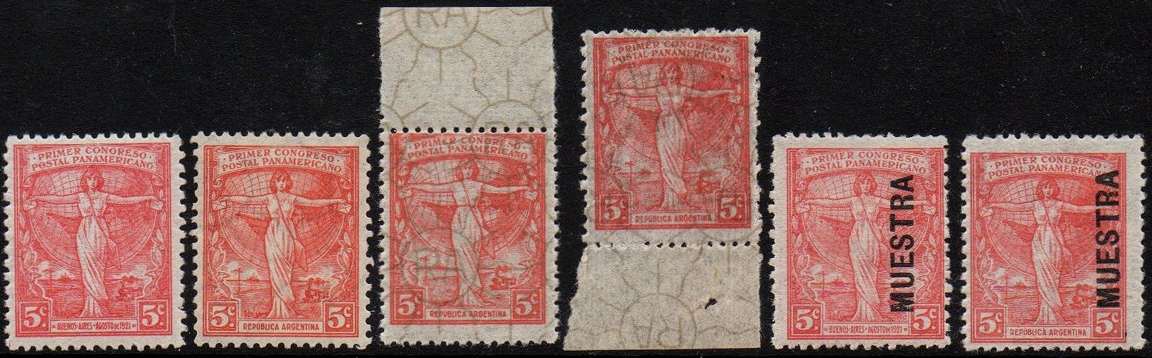 Argentina 1921-1923 emergency 5c definitive stamps 